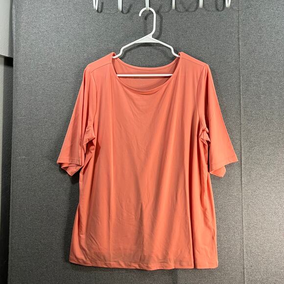 Susan Graver Essentials Liquid Knit Bateau Neck Top Cantaloupe Size X-Large - Picture 1 of 8